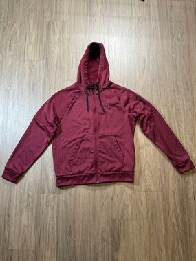 Nike Burgundy Full-Zip Hooded Sweatshirt Cardigan, Size M Thermal